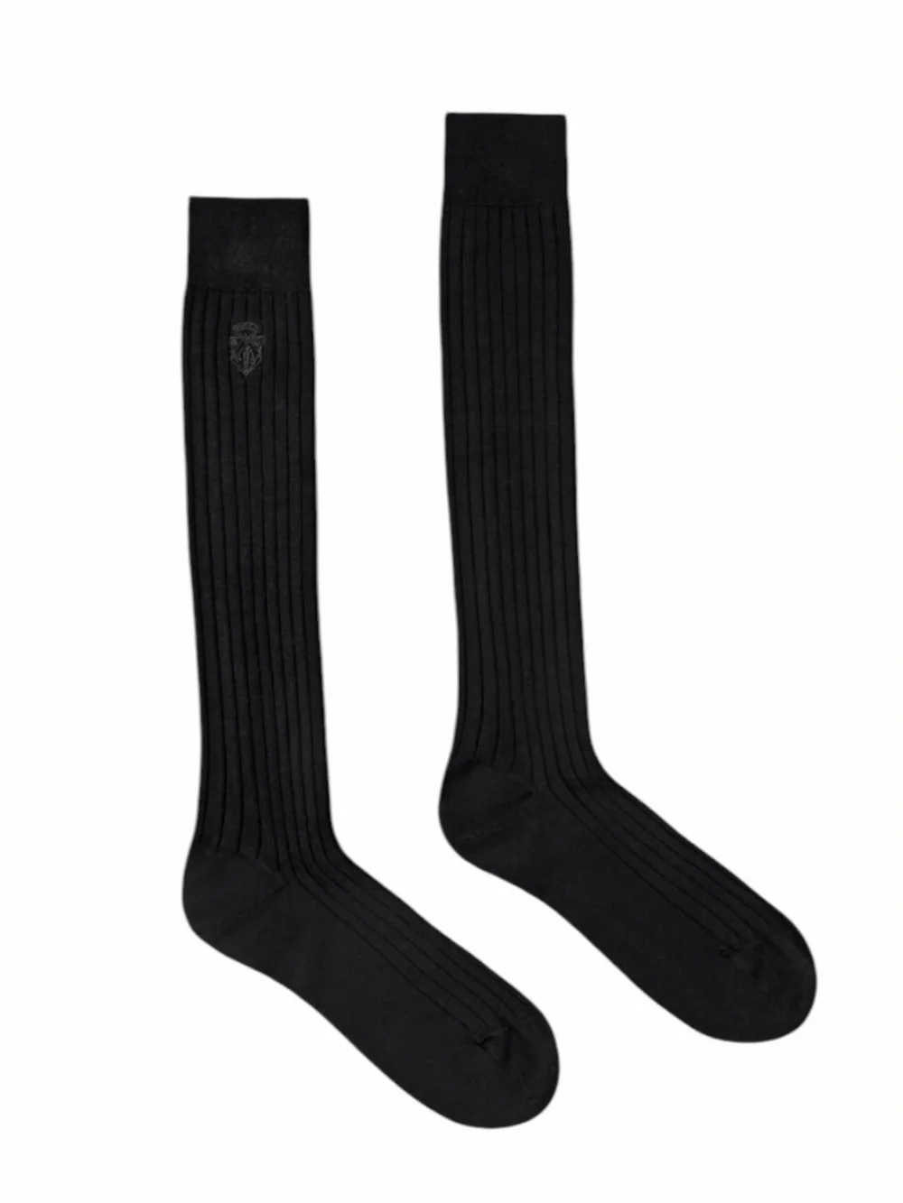 Gucci Knit Cotton Embroidered Crest Socks Black Medium Made Italy NWT Men's